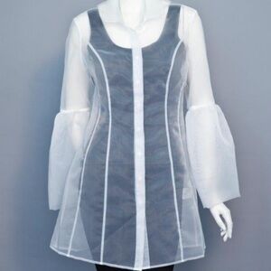 Samuel Dong Organza Blouse with bell sleeve